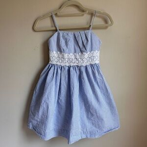 Ralph Lauren blue White seersucker Girls Dress, 8 Years